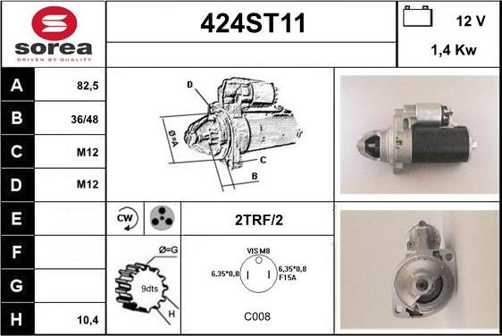 STARTCAR 424ST11 - Стартер autospares.lv