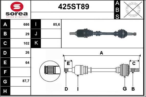 STARTCAR 425ST89 - Приводной вал autospares.lv