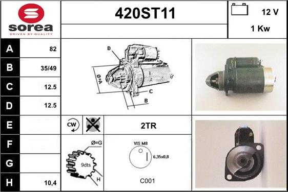 STARTCAR 420ST11 - Стартер autospares.lv