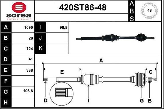 STARTCAR 420ST86-48 - Приводной вал autospares.lv