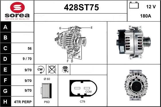 STARTCAR 428ST75 - Генератор autospares.lv