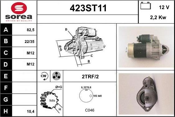 STARTCAR 423ST11 - Стартер autospares.lv