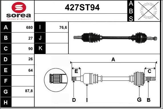 STARTCAR 427ST94 - Приводной вал autospares.lv