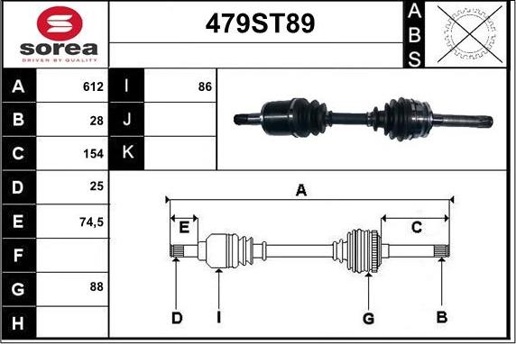 STARTCAR 479ST89 - Приводной вал autospares.lv