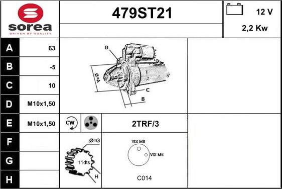 STARTCAR 479ST21 - Стартер autospares.lv