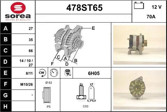 STARTCAR 478ST65 - Генератор autospares.lv