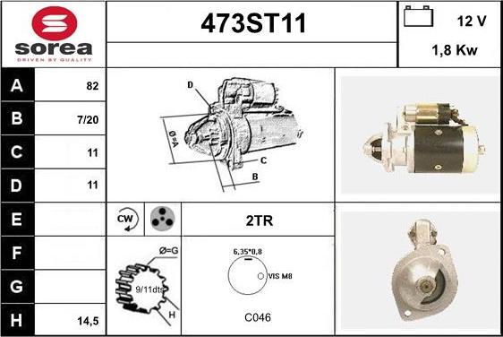 STARTCAR 473ST11 - Стартер autospares.lv