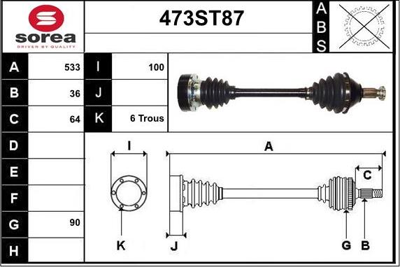 STARTCAR 473ST87 - Приводной вал autospares.lv