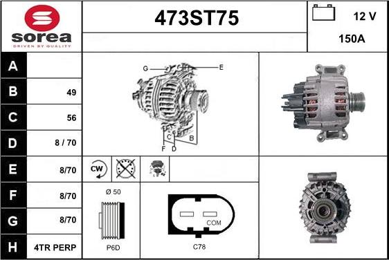 STARTCAR 473ST75 - Генератор autospares.lv