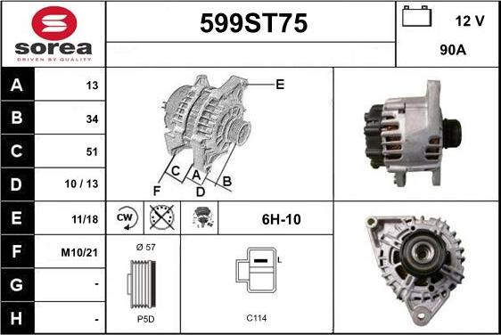 STARTCAR 599ST75 - Генератор autospares.lv