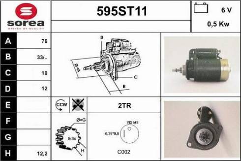 STARTCAR 595ST11 - Стартер autospares.lv