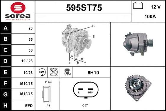 STARTCAR 595ST75 - Генератор autospares.lv