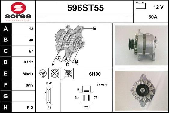 STARTCAR 596ST55 - Генератор autospares.lv