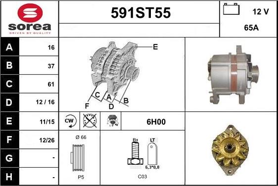 STARTCAR 591ST55 - Генератор autospares.lv