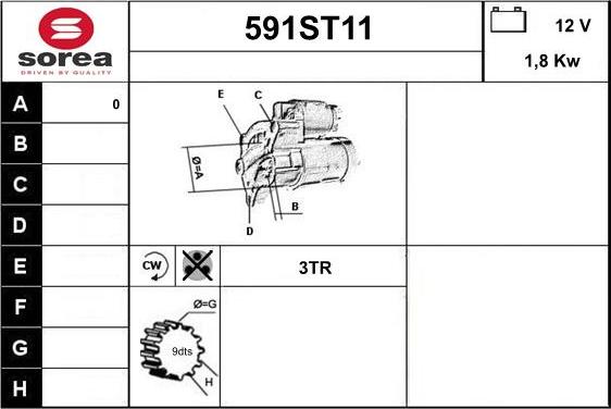 STARTCAR 591ST11 - Стартер autospares.lv