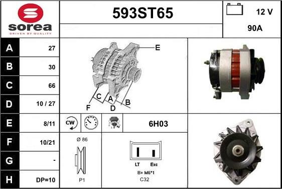 STARTCAR 593ST65 - Генератор autospares.lv