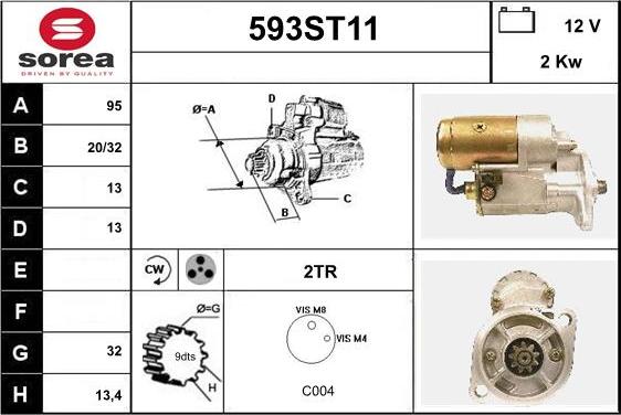 STARTCAR 593ST11 - Стартер autospares.lv