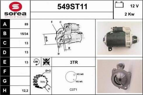 STARTCAR 549ST11 - Стартер autospares.lv