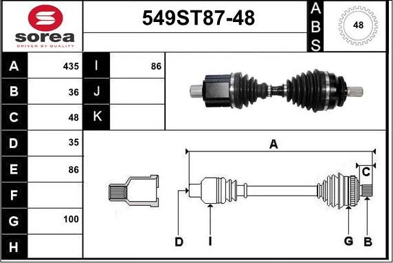 STARTCAR 549ST87-48 - Приводной вал autospares.lv