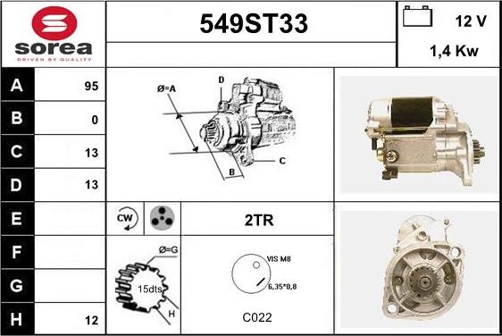 STARTCAR 549ST33 - Стартер autospares.lv