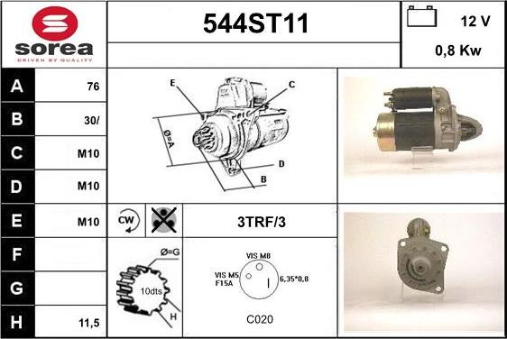 STARTCAR 544ST11 - Стартер autospares.lv