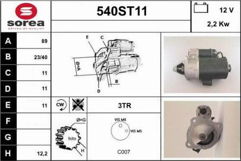 STARTCAR 540ST11 - Стартер autospares.lv