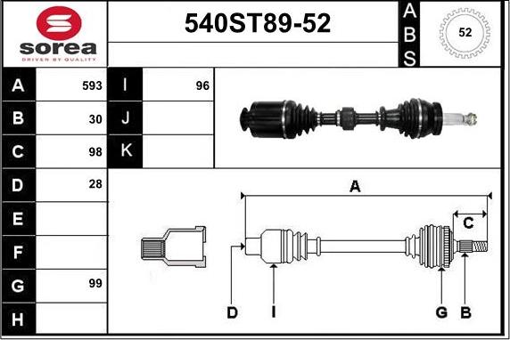 STARTCAR 540ST89-52 - Приводной вал autospares.lv