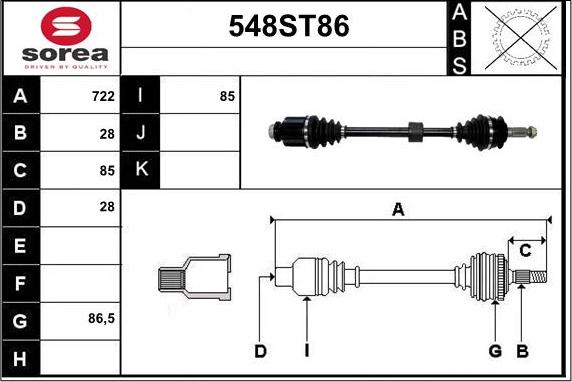 STARTCAR 548ST86 - Приводной вал autospares.lv