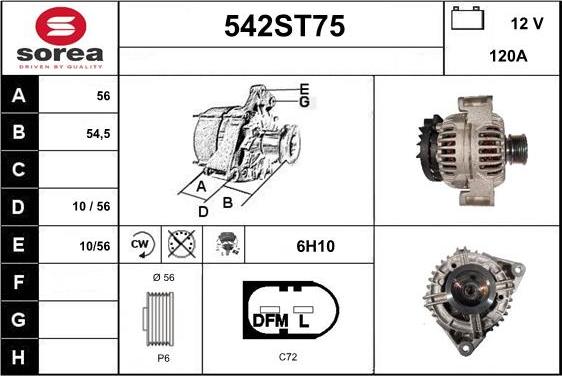 STARTCAR 542ST75 - Генератор autospares.lv