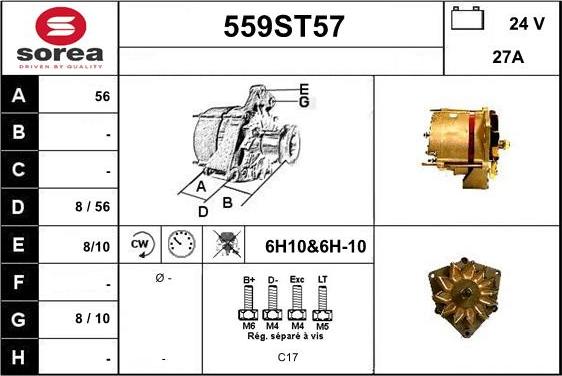 STARTCAR 559ST57 - Генератор autospares.lv