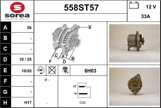 STARTCAR 558ST57 - Генератор autospares.lv