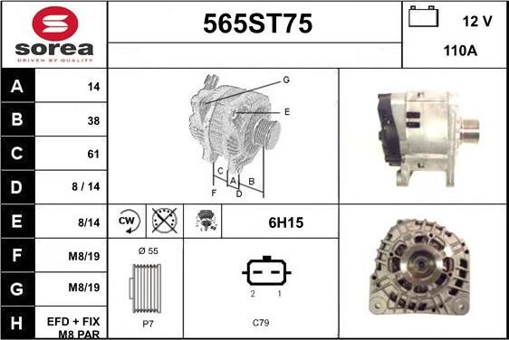 STARTCAR 565ST75 - Генератор autospares.lv