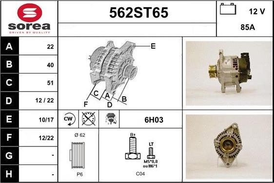 STARTCAR 562ST65 - Генератор autospares.lv