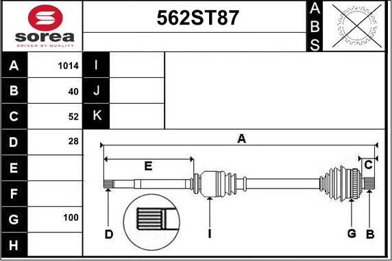 STARTCAR 562ST87 - Приводной вал autospares.lv