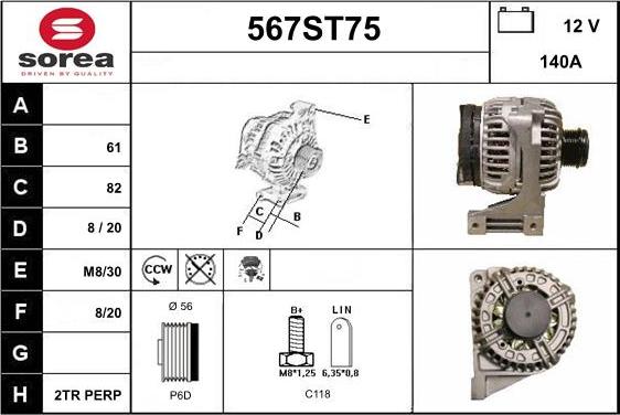 STARTCAR 567ST75 - Генератор autospares.lv