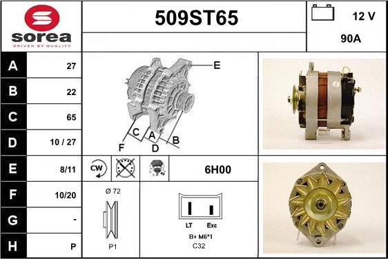 STARTCAR 509ST65 - Генератор autospares.lv