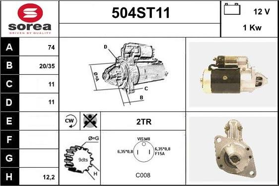 STARTCAR 504ST11 - Стартер autospares.lv