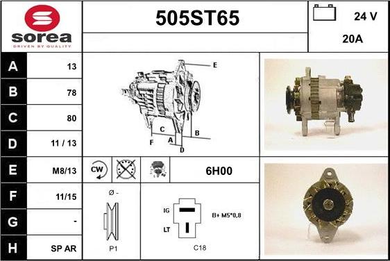 STARTCAR 505ST65 - Генератор autospares.lv