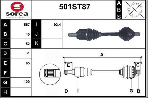 STARTCAR 501ST87 - Приводной вал autospares.lv