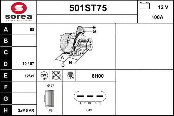 STARTCAR 501ST75 - Генератор autospares.lv