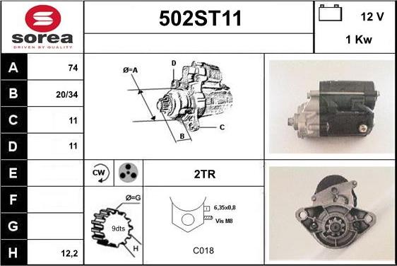 STARTCAR 502ST11 - Стартер autospares.lv