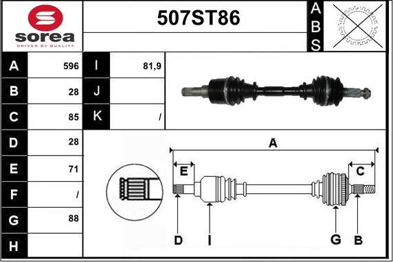 STARTCAR 507ST86 - Приводной вал autospares.lv