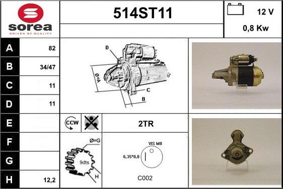 STARTCAR 514ST11 - Стартер autospares.lv