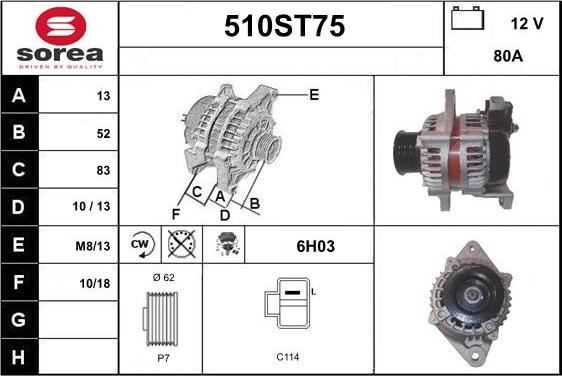 STARTCAR 510ST75 - Генератор autospares.lv