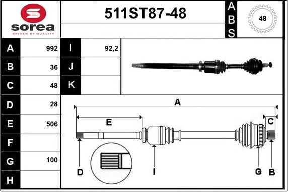 STARTCAR 511ST87-48 - Приводной вал autospares.lv