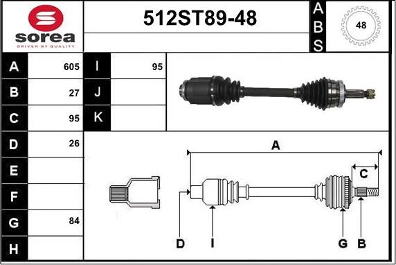 STARTCAR 512ST89-48 - Приводной вал autospares.lv