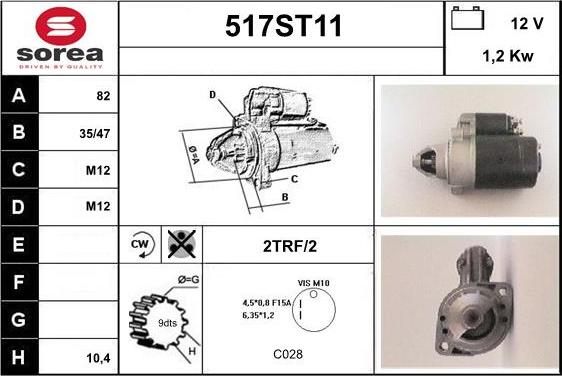 STARTCAR 517ST11 - Стартер autospares.lv