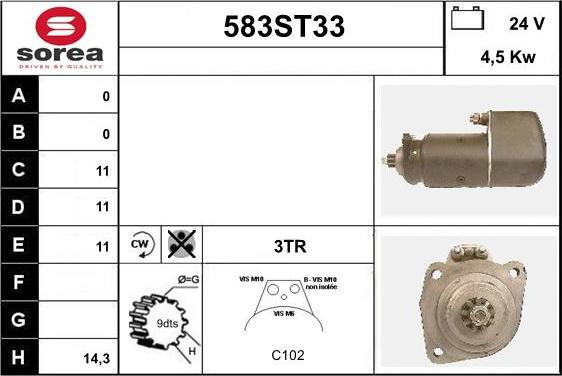 STARTCAR 583ST33 - Стартер autospares.lv