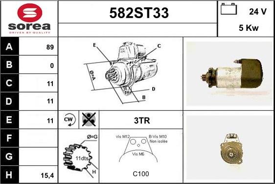 STARTCAR 582ST33 - Стартер autospares.lv