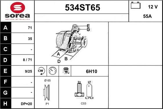STARTCAR 534ST65 - Генератор autospares.lv